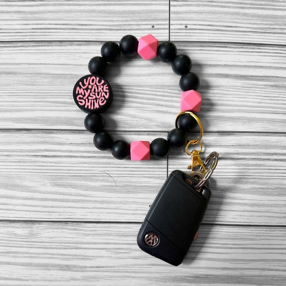 Black and Pink You are my Sunshine Silicone Wristlet - Picture 3 of 3